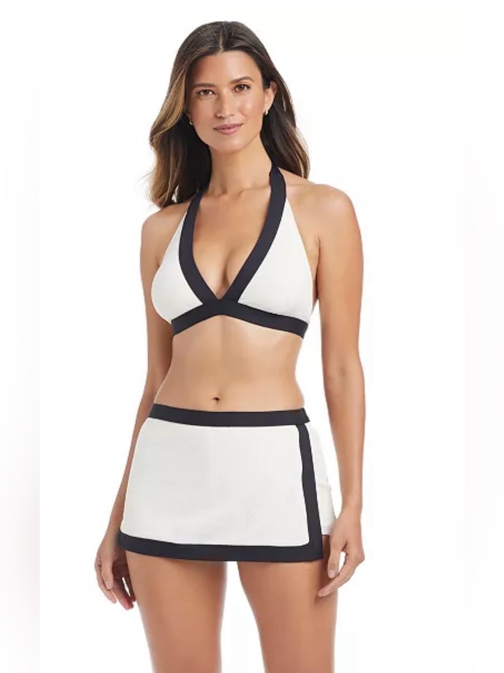 Bleu Rod Beattie I'm With The Band Halter Bikini Top and Skirted in Coconut NWT